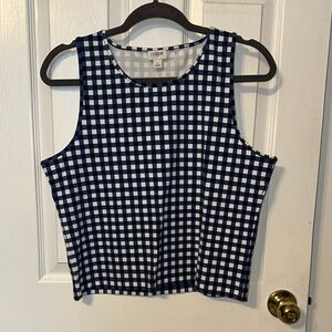 J. Crew Blue and White Boxy Crop Tank Top